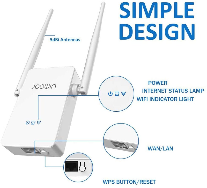 JOOWIN WiFi Extender, WiFi Range Extender 2.4Ghz 300Mbps WiFi Booster Wireless Repeater (317)