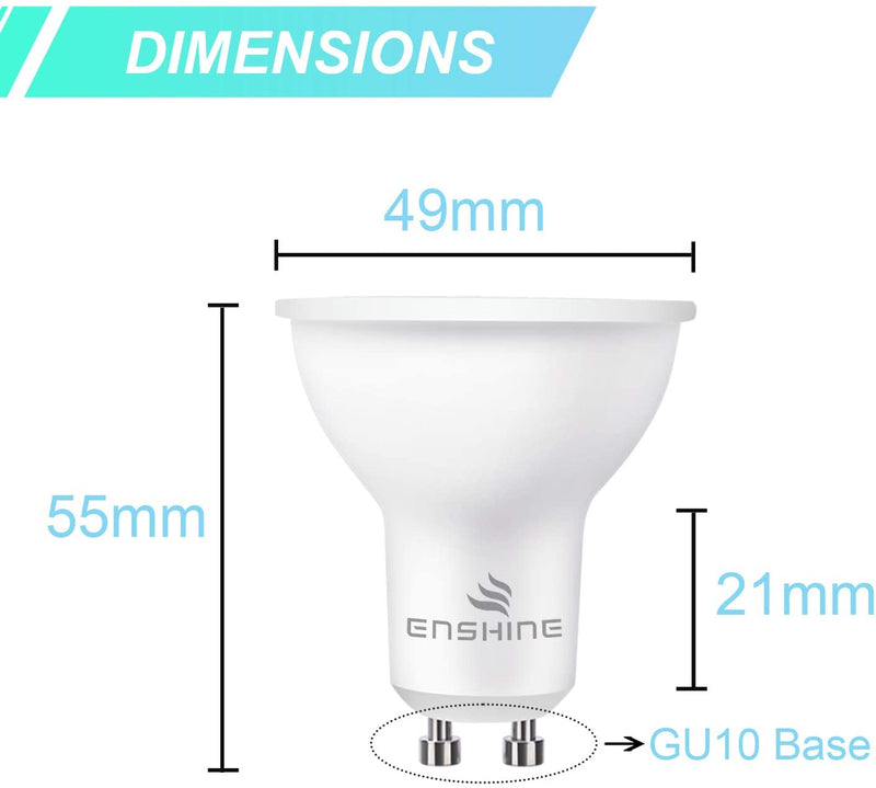 Enshine LED GU10 Spotlight Bulbs, Frosted, 7W (50W Halogen Equivalent), Warm White 3000K, 500 Lumen (Pack of 4)  (242)