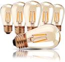 Vintage Led Filament Bulb E27 1W S14 Amber Glass ST45 Dimmable (6pcs) (251)