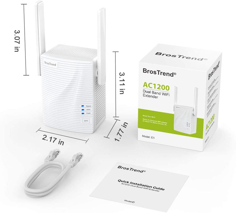 BrosTrend WiFi Extender 1200Mbps Internet Signal Booster Range Repeater (360)