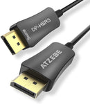ATZEBE Fiber Displayport Cable 30ft, Fiber Optic Displayport 1.4 Cable Support 32.4 Gbps, 8k@60hz, 4K@144Hz, Slim and Flexible Fiber DP to DP Cable (149)