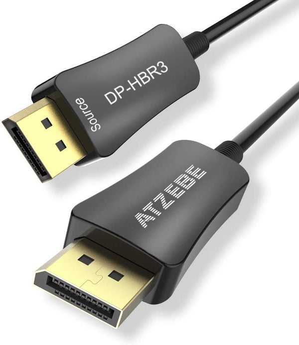 ATZEBE Fiber Displayport Cable 30ft, Fiber Optic Displayport 1.4 Cable Support 32.4 Gbps, 8k@60hz, 4K@144Hz, Slim and Flexible Fiber DP to DP Cable (149)