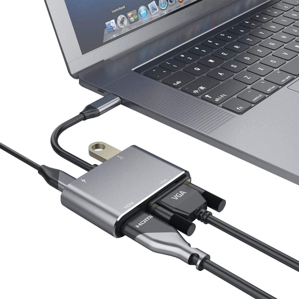 Bnoeo USB C to VGA HDMI Adaptor, USB C to HDMI 4K