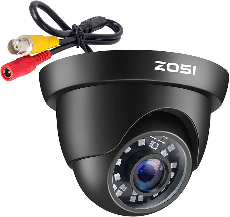 ZOSI ZM4182C Security Camera Black 1080P Full HD, Analog, AHD, CVI, TVI Camera, Equipped with 0.1 inch (3.6 mm) Lens, Waterproof Domed Security Camera (50)