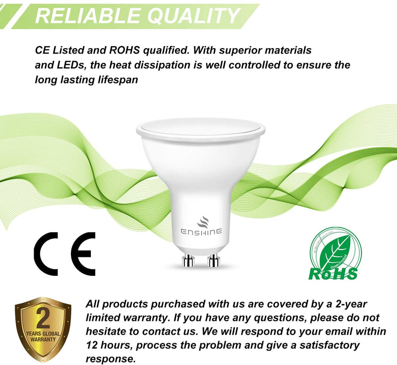 Enshine LED GU10 Spotlight Bulbs, Frosted, 7W (50W Halogen Equivalent), Warm White 3000K, 500 Lumen (Pack of 4)  (242)