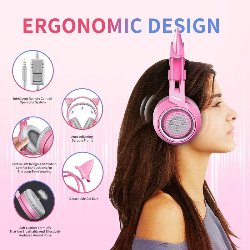 SOMIC G951s Pink Stereo Gaming Headset with Mic (331)
