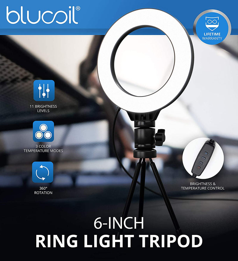 Dimmable Selfie Ring Light with Desk Tripod Stand (312)