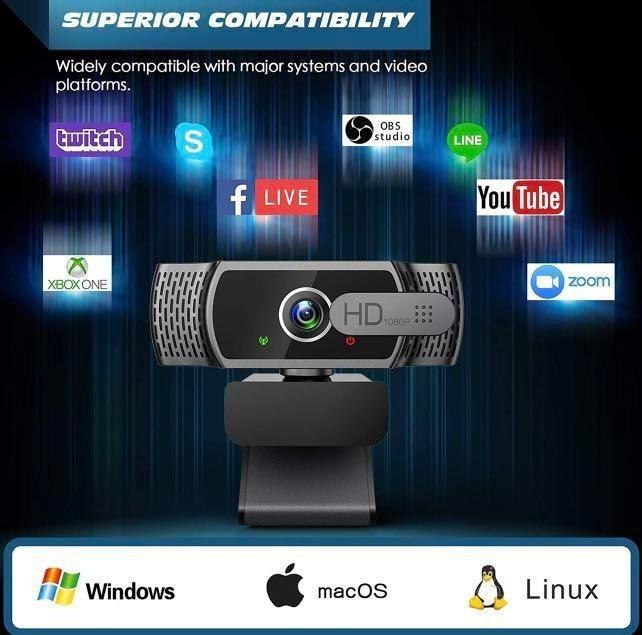 EYONME- W6, 1080P USB Webcam with Microphone & with Privacy Cover (31/38/41)