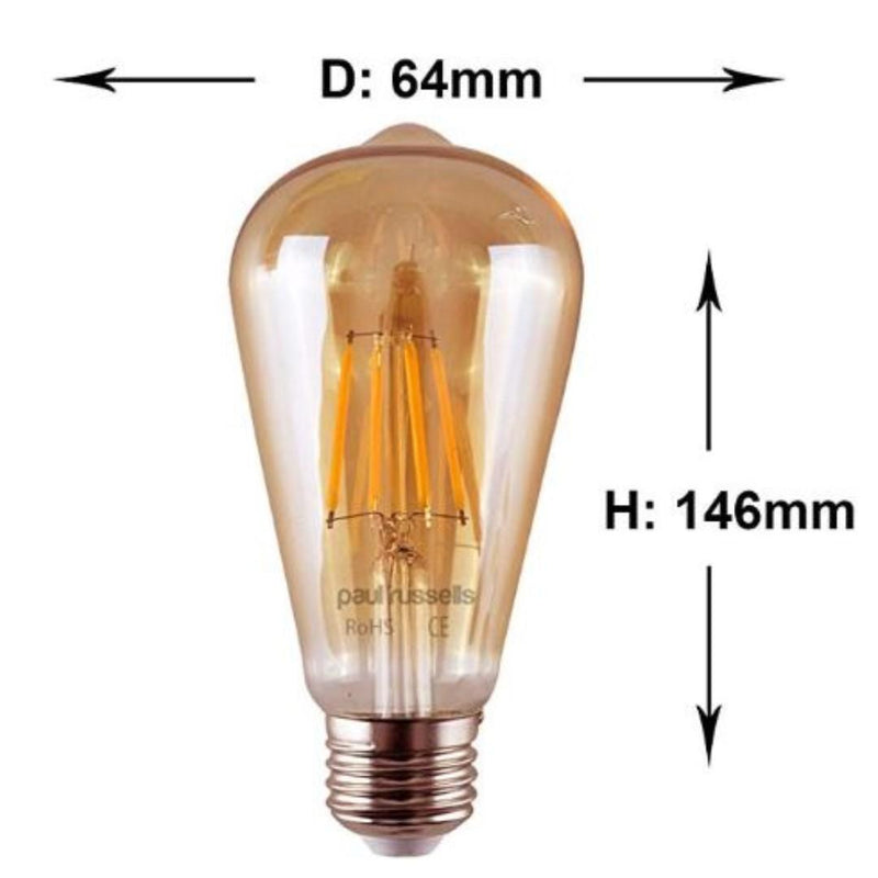 Paul Russells Vintage Style Edison Screw LED Filament Bulbs 4W ST64 Squirrel Cage E27 2200K Warm White  (249)